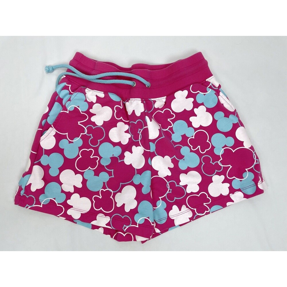 Walt Disney World SMALL Pink‎ Mickey Head Shorts Drawstring Cotton Blend